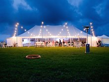 peg and pole hire marquee night time