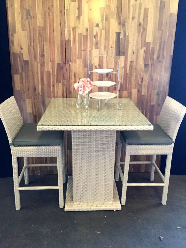 Lily High Bar Table - 90cm x 90cm with glass top