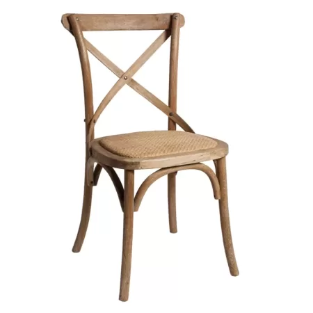 Hampton French Oak Cross Back Timber Chair Hire