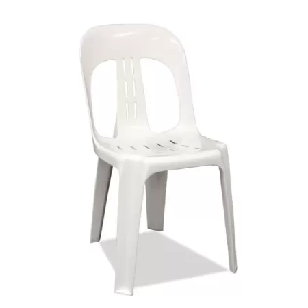 White Plastic Stackable Armless Chair