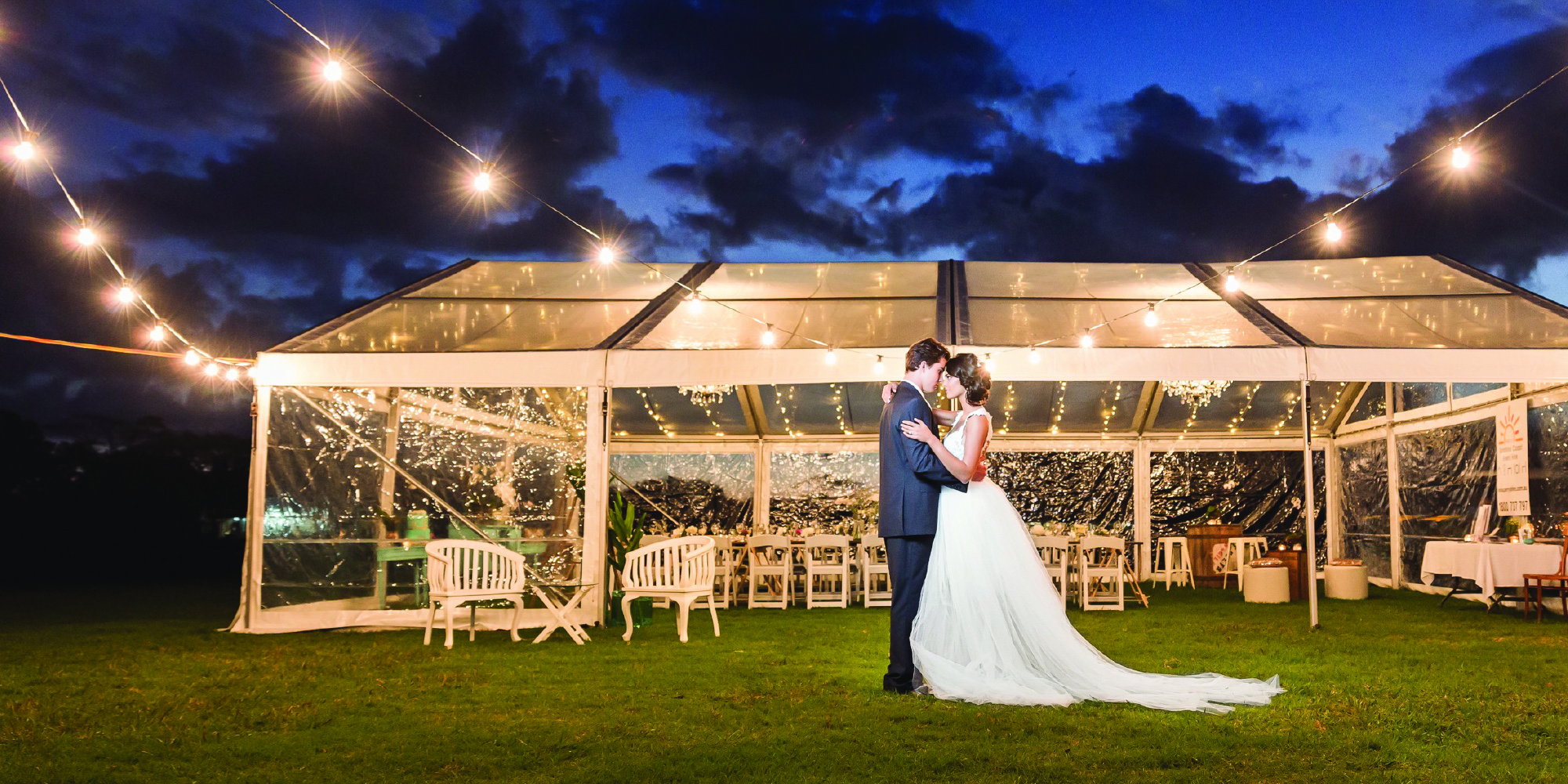 Perrys Sunshine Coast wedding marquee with couple