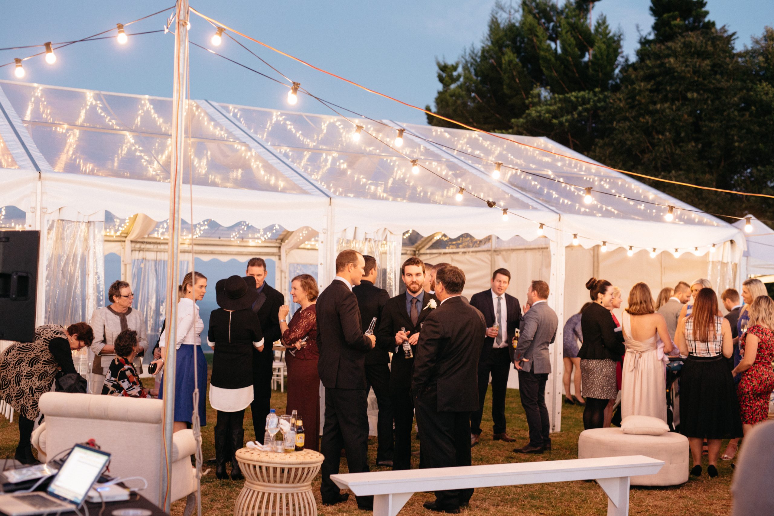 wedding - clear marquee - furniture - backyard wedding