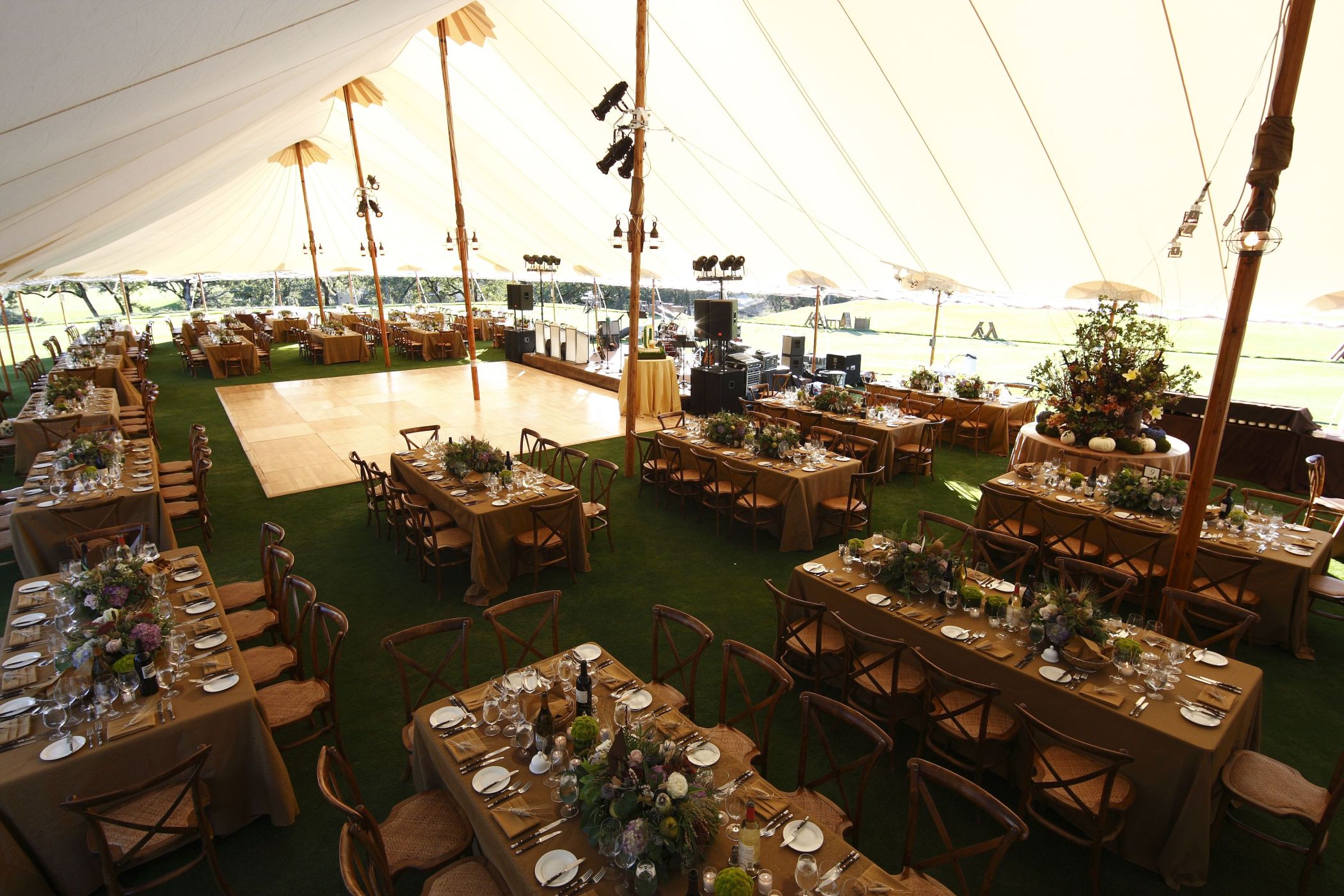 wedding - sailcloth - marquee- timber table - criss back chair hire