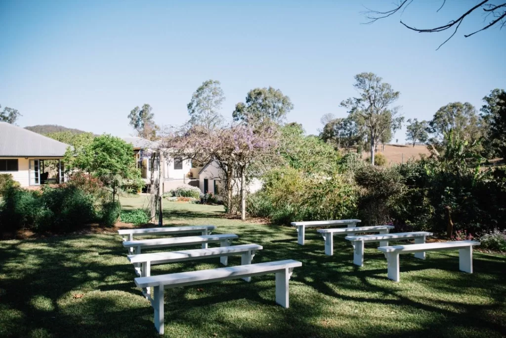 White bench seating (10 available) each 2000mm long